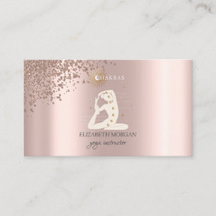 Cartão De Visita Elegante Rosa Ouro Diamantes Ioga Silhueta de Meni
