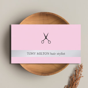 Cartão De Visita Elegante Rosa Pastel Falso Prateado HairStylist