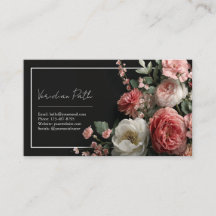 Elegante Rosa Poenta Floral Retangular Preto