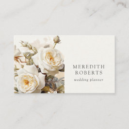 Cartão De Visita Elegante Rosas Vintage Branco antigo