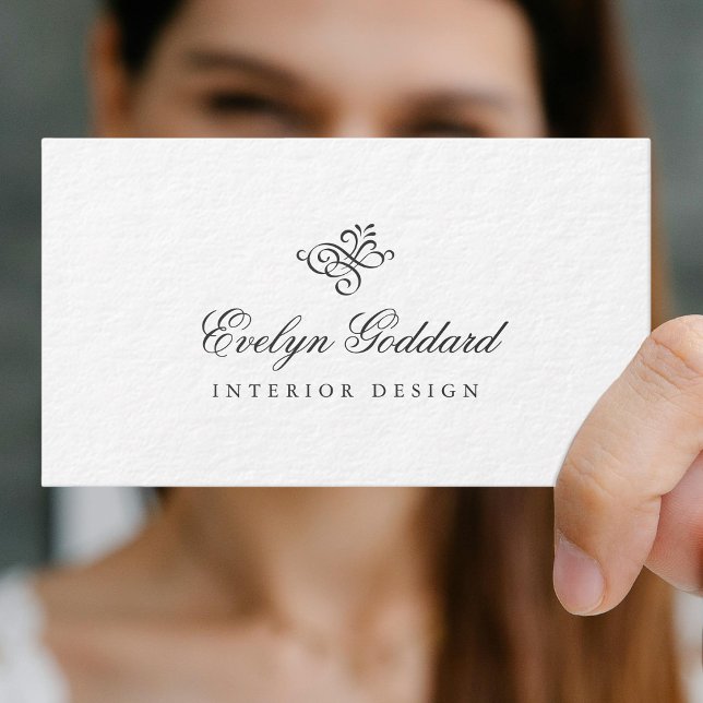 Cartão De Visita Elegante Roteiro de Caligrafia Florescer Profissio (Criador carregado)