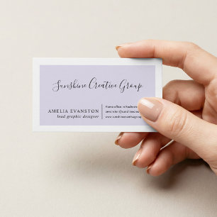 Cartão De Visita Elegante Roxo Lavanda Script Profissional