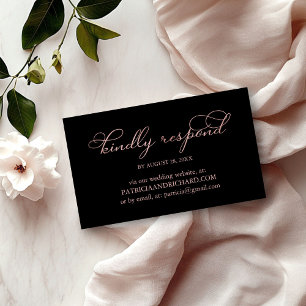 Cartão De Visita Elegante RSVP Online de Casamento com Fonte Script