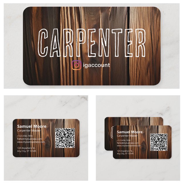Cartão De Visita Elegante Rustic Carpenter (Elegant Rustic Carpenter Business Card
)