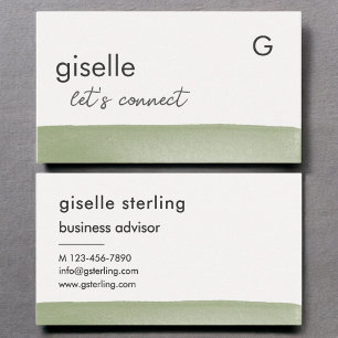 Cartão De Visita Elegante Sage Green Watercolor Profissional Modern