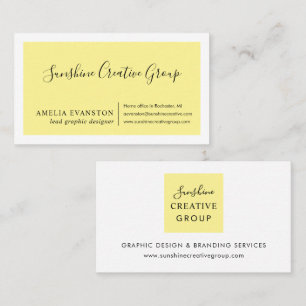 Cartão De Visita Elegante Script Amarelo Profissional Moderno