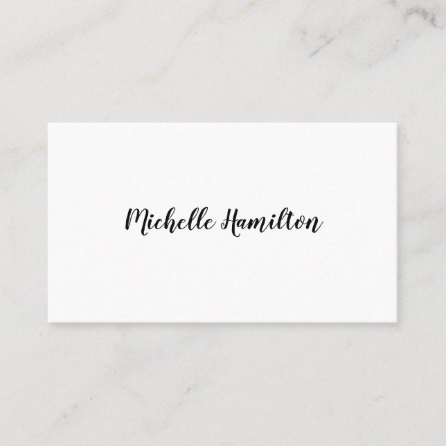 Cartão De Visita Elegante Script Simples Preto e Branco (Frente)