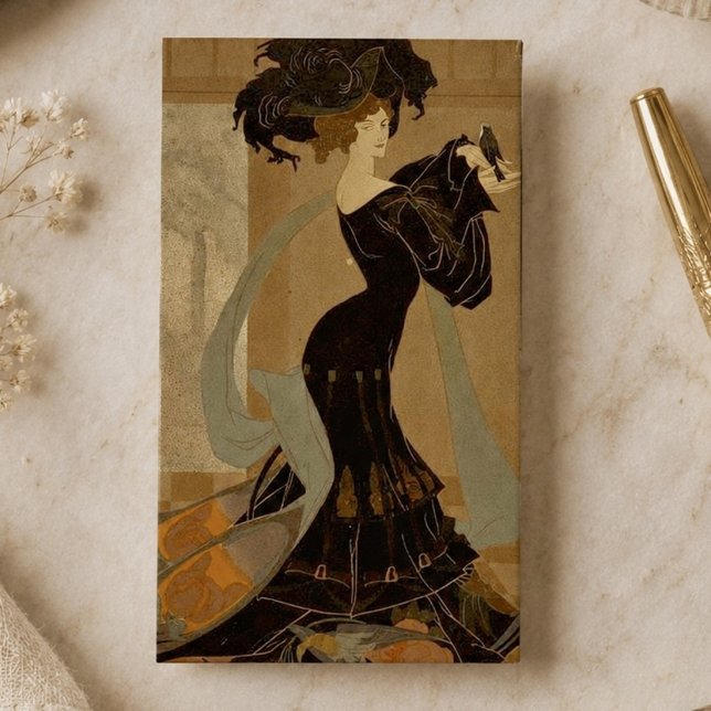 Cartão De Visita Elegante Senhora Art Nouveau  (Criador carregado)
