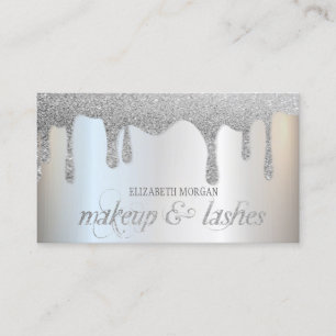 Cartão De Visita Elegante Silver Glitter Drives Professional Modern