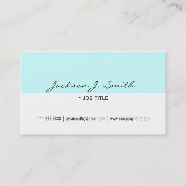 Cartão De Visita elegante, simples, branco e azul profissional (Frente)