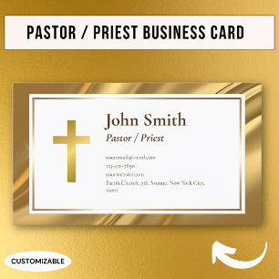 Cartão de Visita Elegante Simples Pastor Padre Our