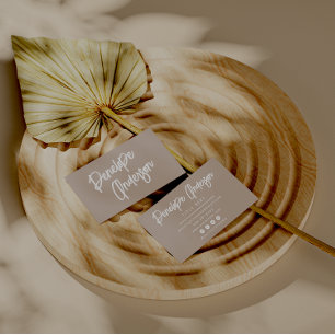 Cartão De Visita Elegante Simples Taupe Neutral Boho Moderno