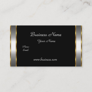Cartão De Visita Elegante Sofisticado Dourado Preto Prata
