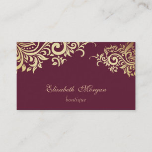 Cartão De Visita Elegante Sofisticado Profissional  Dourado Floral