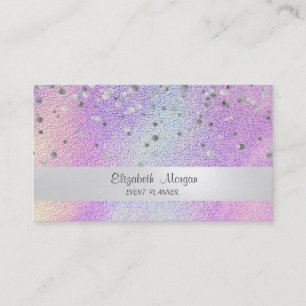 Cartão De Visita Elegante Stripe Confetti Holographic