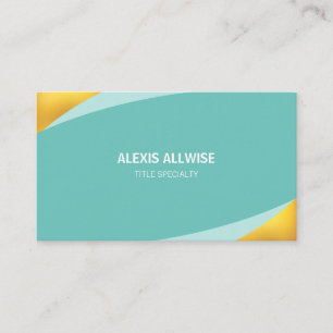 Cartão De Visita Elegante Teal e Dourado Abstrato