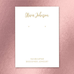Cartão De Visita Elegante Tela Dourada de Joias Brancas Elegante