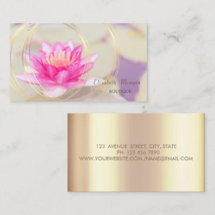 Cartão De Visita Elegante Tendência Rosa Dourado, Círculos Dourados