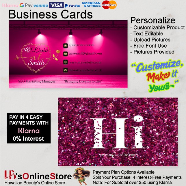 Cartão De Visita Elegante Tendy Hot Pink Dourado Girly Rosa Hi Glit (Elegant Trendy Hot Pink Gold Girly Rose Hi Glitter Business Card 27.)