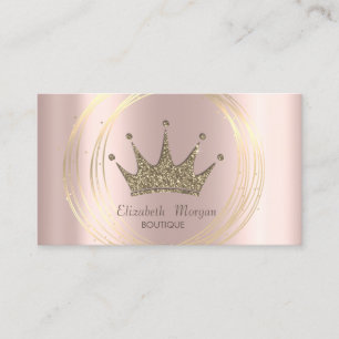 Cartão De Visita Elegante Tiara de Brilho Dourado e Círculos em Our