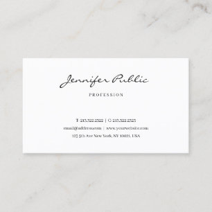 Cartão De Visita Elegante Tipografia Script Moderno Minimalista Fof