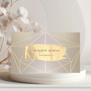 Cartão De Visita Elegante Traço de Pincel Geométrico Dourado Modern