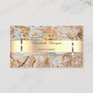 Cartão De Visita Elegante Trendy Professional Dourado Stripe Marble