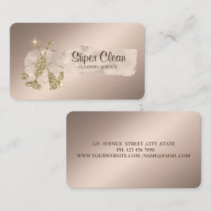 Cartão De Visita Elegante vassoura de glitter com pincelada de tint