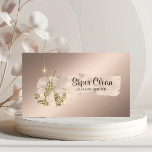 Cartão De Visita Elegante vassoura de glitter com pincelada de tint