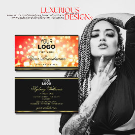 Cartão De Visita Elegante vermelho Dourado brilhante Logotipo preto