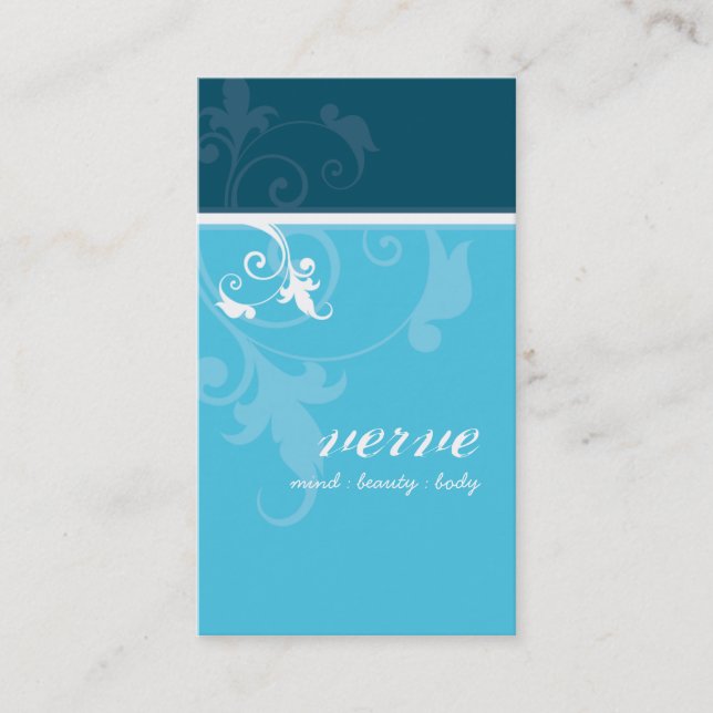 CARTÃO DE VISITA elegante verve foliage teal aqua  (Frente)