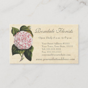Cartão De Visita Elegante Vintage Camellia Gardener ou Florist