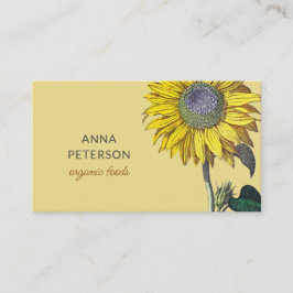 Cartão De Visita Elegante Vintage Cinza amarela de bege de girassol