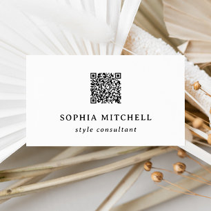 Cartão De Visita Elegante Vintage   Código QR preto e branco simple