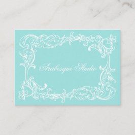 Cartão De Visita Elegante Vintage Damask Robin's Egg Blue and White