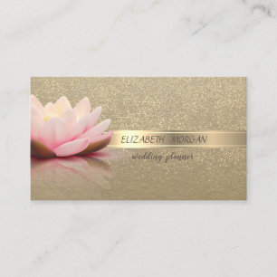 Cartão De Visita Elegante Vintage, Kraft, Confete Dourado, Lótus