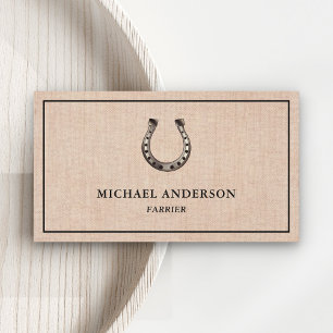 Cartão De Visita Elegante Vintage Rustic Burlap Farrier