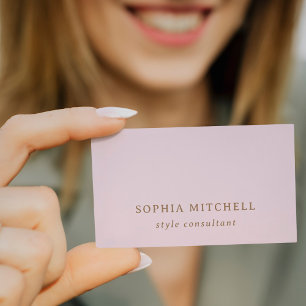Cartão De Visita Elegante Vintage Simples, Mínimo, cor-de-rosa