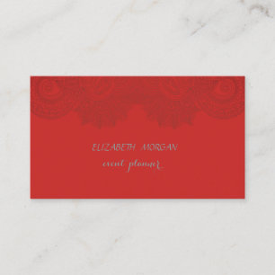 Cartão De Visita Elegante Vintage, Vermelho, Renda