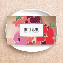 Cartão De Visita Elegante Vintage Watercolor Arte Floral