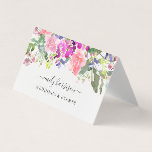 Cartão De Visita Elegante Watercolor Floral Greenery