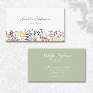 Cartão De Visita Elegante Watercolor Floral Moderna de Flor Selvage
