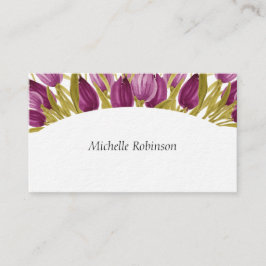 Cartão De Visita Elegante Watercolor Tulip Flowers Professiona