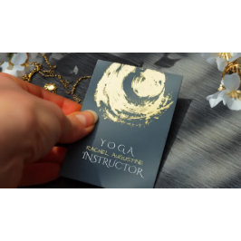 Cartão De Visita Elegante YOGA Azul e ZEN Dourado Símbolo Brushstro