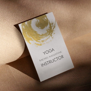 Cartão De Visita Elegante YOGA Gold Foil Brushstrokes Símbolo ZEN