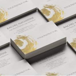 Cartão De Visita Elegante YOGA Gold Foil Brushstrokes Símbolo ZEN