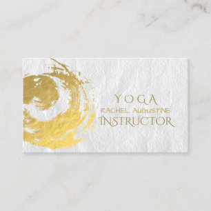 Cartão De Visita Elegante YOGA Gold Foil Brushstrokes Símbolo ZEN B