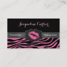 Elegante Zebra Rosa Glitter Kiss Cosmetólogo