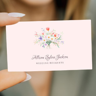 Cartão De Visita Elegantes flores silvestres minimalistas florais 