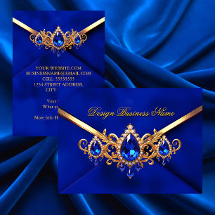 Cartão De Visita Elegantes Joias Diamantes Pedras Preciosas Dourada